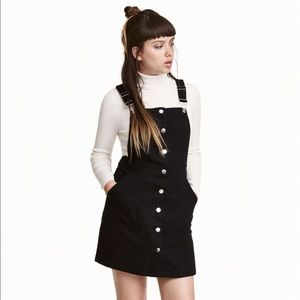 H&M BLACK DENIM OVERALL DRESS